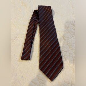 Hugo Boss Red and Gray Diagonal Striped Tie